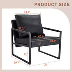 TUYOHW Classic PU Leather Sofa Chair,Upholstered Lounge Armchair with Black Metal Frame,Modern Ergonomic Accent Chair for Living Room,Office