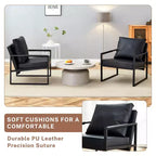 TUYOHW Classic PU Leather Sofa Chair,Upholstered Lounge Armchair with Black Metal Frame,Modern Ergonomic Accent Chair for Living Room,Office
