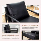 TUYOHW Classic PU Leather Sofa Chair,Upholstered Lounge Armchair with Black Metal Frame,Modern Ergonomic Accent Chair for Living Room,Office