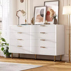 Cassettiera con 8 cassetti fantasia zebrata, bianca, spazio contenitivo extra-large, cassapanca universale per tutta la casa