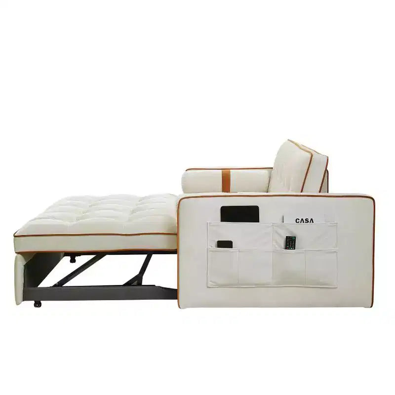 Divano letto estraibile da 55,5 pollici, divano a due posti in velluto, futon moderno a due posti con tasche laterali e letto estraibile