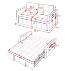Divano letto estraibile da 55,5 pollici, divano a due posti in velluto, futon moderno a due posti con tasche laterali e letto estraibile