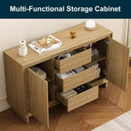 Heynemo Modern Storage Cabinet with 2 Doors, 3 Drawers & Framed Edge Design