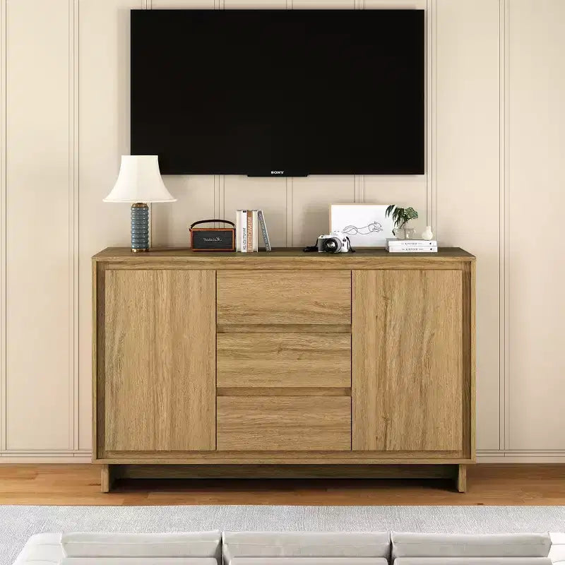 Heynemo Modern Storage Cabinet with 2 Doors, 3 Drawers & Framed Edge Design