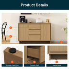 Heynemo Modern Storage Cabinet with 2 Doors, 3 Drawers & Framed Edge Design