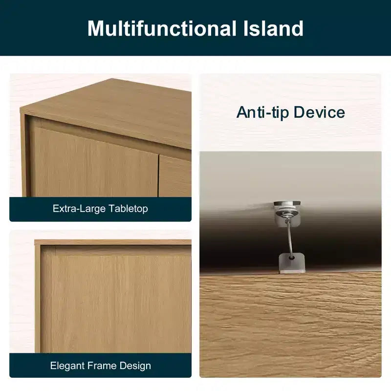 Heynemo Modern Storage Cabinet with 2 Doors, 3 Drawers & Framed Edge Design