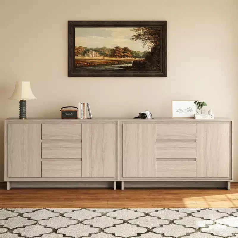 Heynemo Modern Storage Cabinet with 2 Doors, 3 Drawers & Framed Edge Design