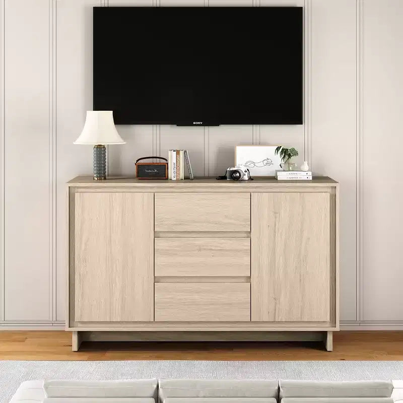 Heynemo Modern Storage Cabinet with 2 Doors, 3 Drawers & Framed Edge Design