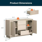 Heynemo Modern Storage Cabinet with 2 Doors, 3 Drawers & Framed Edge Design
