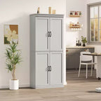 Tall Storage Cabinet, Freestanding Pantry Cabinet with Adjustable Shelves and Doors, 70-Inch Kitchen Cupboard