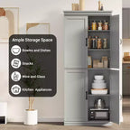 Tall Storage Cabinet, Freestanding Pantry Cabinet with Adjustable Shelves and Doors, 70-Inch Kitchen Cupboard