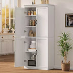 Tall Storage Cabinet, Freestanding Pantry Cabinet with Adjustable Shelves and Doors, 70-Inch Kitchen Cupboard