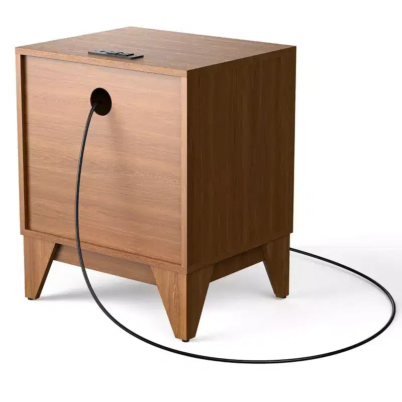 KOLIGEY 1 - Comodino a cassetti con stazione di ricarica, tavolino versatile con spazio di archiviazione
