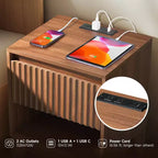 KOLIGEY 1 - Comodino a cassetti con stazione di ricarica, tavolino versatile con spazio di archiviazione