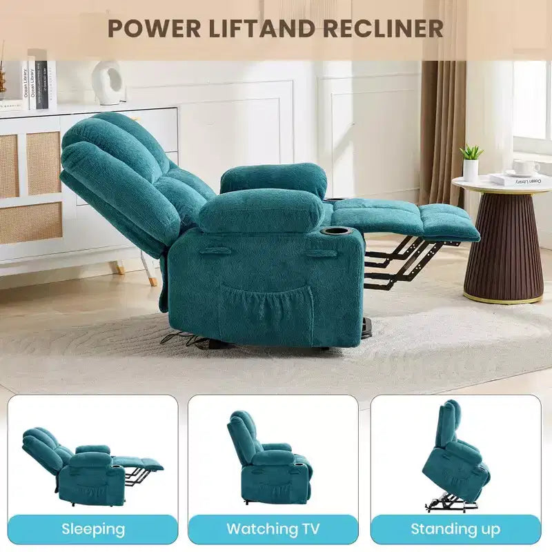 Poltrona reclinabile elettrica per anziani oversize con massaggio vibrante e riscaldamento lombare, reclinazione a 180 gradi, poltrone reclinabili, alzapersona