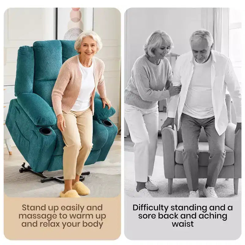 Poltrona reclinabile elettrica per anziani oversize con massaggio vibrante e riscaldamento lombare, reclinazione a 180 gradi, poltrone reclinabili, alzapersona