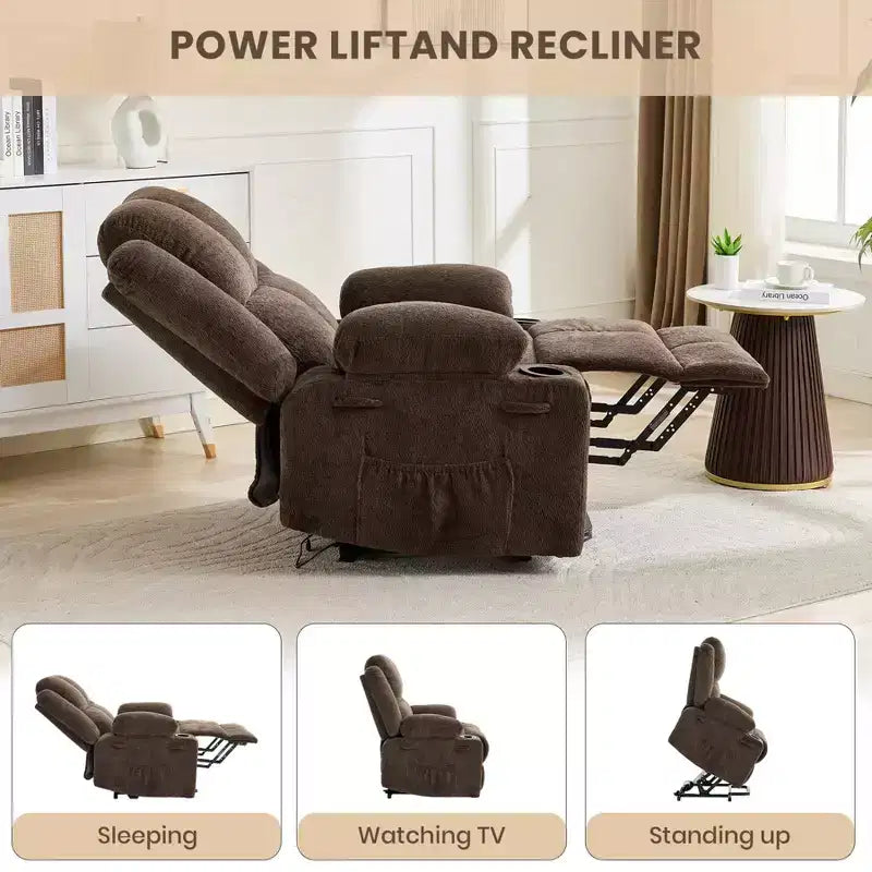Poltrona reclinabile elettrica per anziani oversize con massaggio vibrante e riscaldamento lombare, reclinazione a 180 gradi, poltrone reclinabili, alzapersona