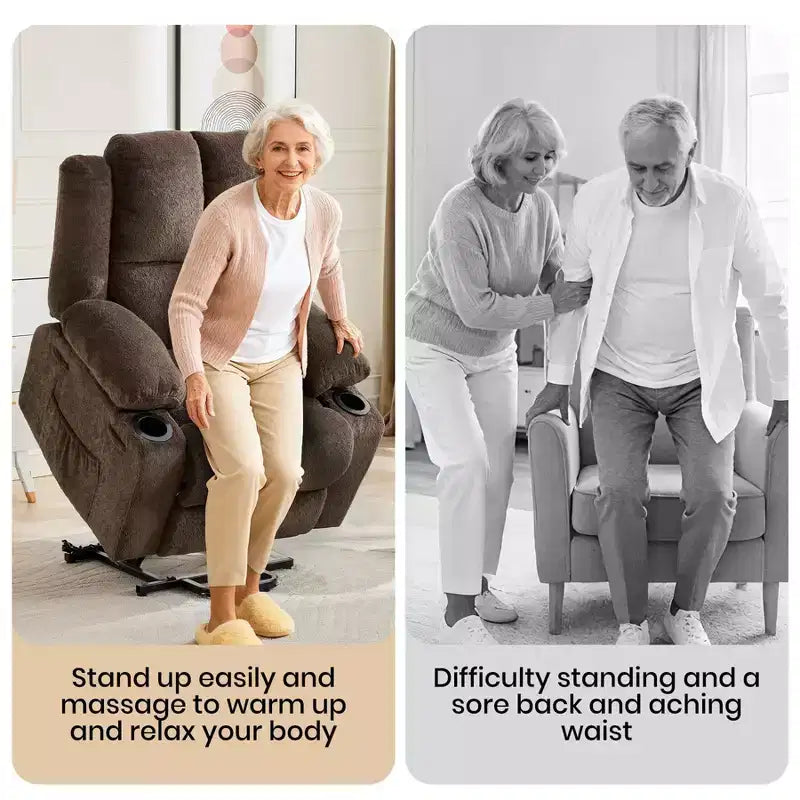 Poltrona reclinabile elettrica per anziani oversize con massaggio vibrante e riscaldamento lombare, reclinazione a 180 gradi, poltrone reclinabili, alzapersona
