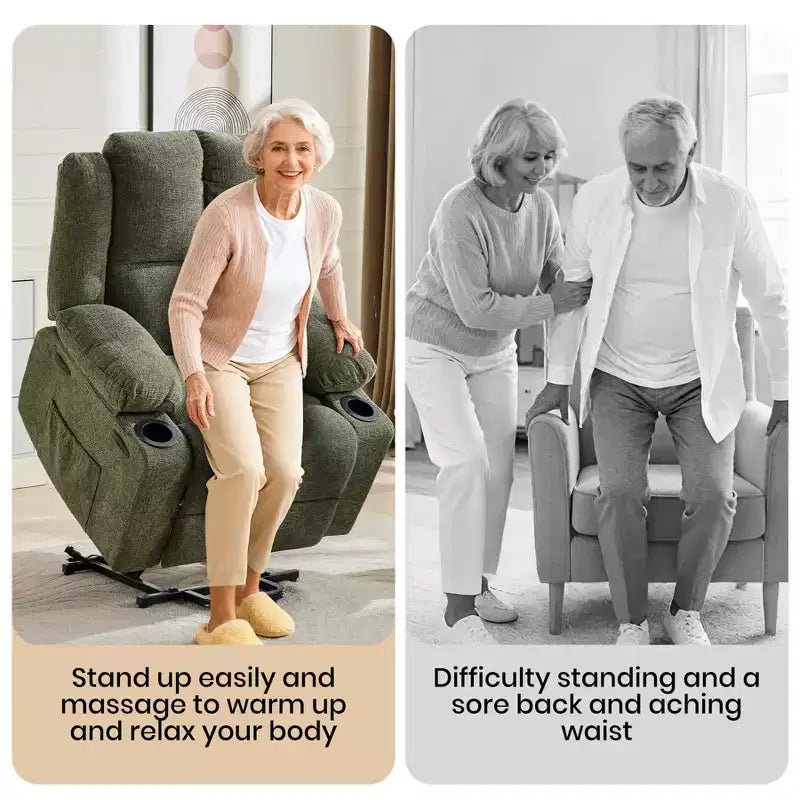 Poltrona reclinabile elettrica per anziani oversize con massaggio vibrante e riscaldamento lombare, reclinazione a 180 gradi, poltrone reclinabili, alzapersona