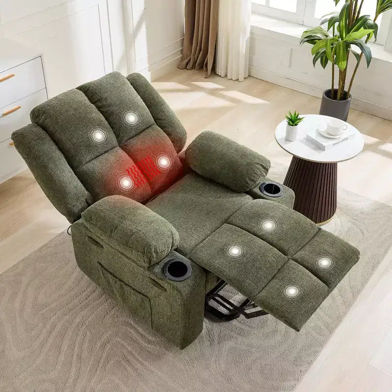 Poltrona reclinabile elettrica per anziani oversize con massaggio vibrante e riscaldamento lombare, reclinazione a 180 gradi, poltrone reclinabili, alzapersona