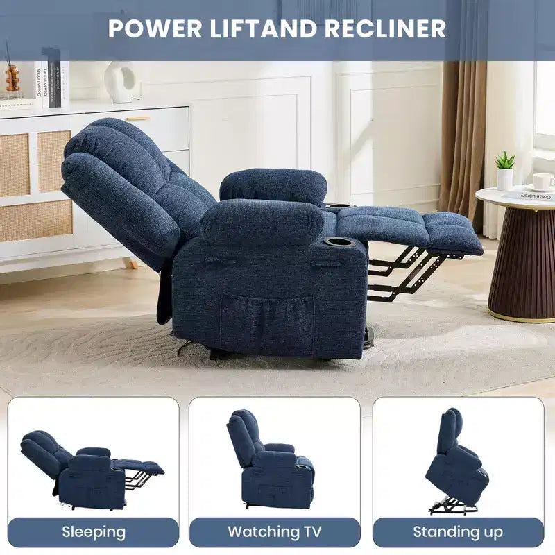 Poltrona reclinabile elettrica per anziani oversize con massaggio vibrante e riscaldamento lombare, reclinazione a 180 gradi, poltrone reclinabili, alzapersona