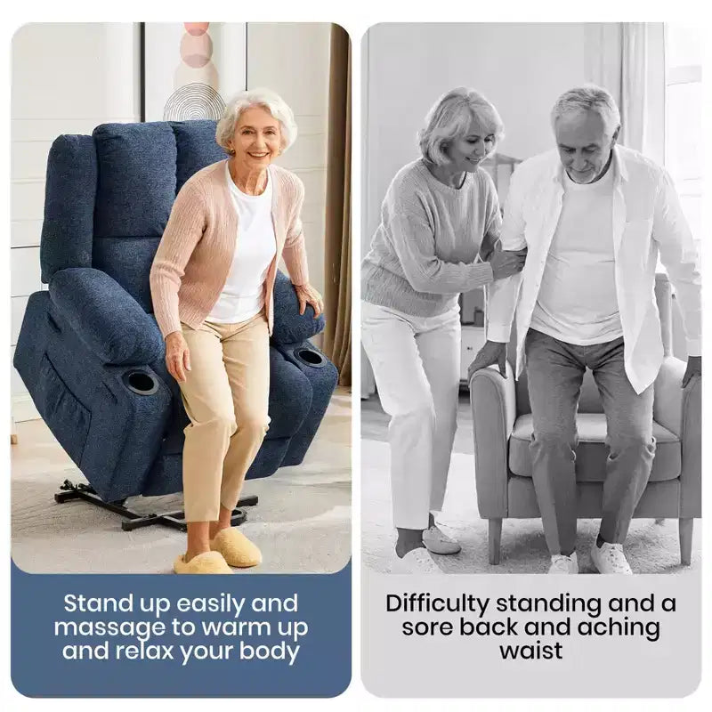 Poltrona reclinabile elettrica per anziani oversize con massaggio vibrante e riscaldamento lombare, reclinazione a 180 gradi, poltrone reclinabili, alzapersona