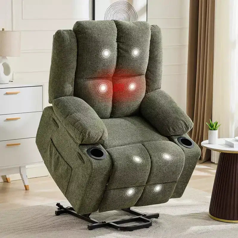 Oversized Power Lift Recliner Chair for Elderly with Vibration Massage and Lumbar Heating,Adjustable Lay Flat,Recliner Chairs,Stand Assist
