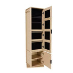 360 Rotating Coat Rack Scaffale Autoportante Appendiabiti Armadietto per Trucco Gioielli Mobile Contenitore con Specchio a Figura Intera, Ganci, Ripiano Aperto -ModernLuxe