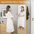 360 Rotating Coat Rack Scaffale Autoportante Appendiabiti Armadietto per Trucco Gioielli Mobile Contenitore con Specchio a Figura Intera, Ganci, Ripiano Aperto -ModernLuxe