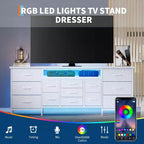 70 Inch 13-Drawer Dresser and TV Stand, Multi-Functional Storage Organizer for 65-80 Inch TVs, Fabric Cabinet for Bedroom and Living Room