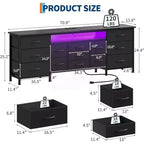70 Inch 13-Drawer Dresser and TV Stand, Multi-Functional Storage Organizer for 65-80 Inch TVs, Fabric Cabinet for Bedroom and Living Room