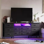 70 Inch 13-Drawer Dresser and TV Stand, Multi-Functional Storage Organizer for 65-80 Inch TVs, Fabric Cabinet for Bedroom and Living Room