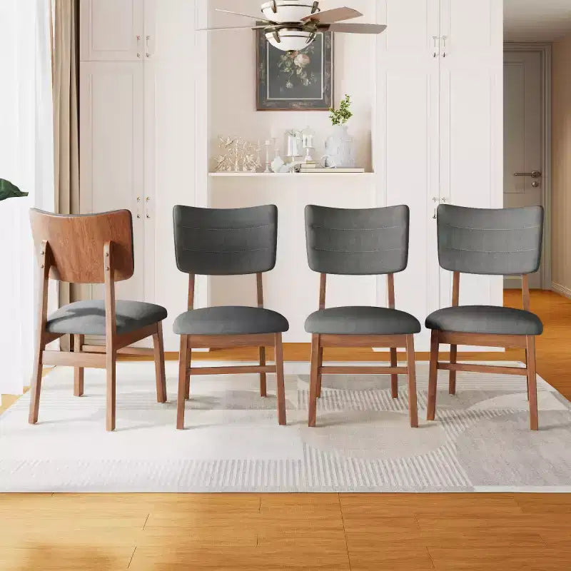 Set di 4 sedie da pranzo imbottite con gambe in legno, sedie da cucina moderne di metà secolo per sala da pranzo, ristorante o soggiorno - Panipeachy