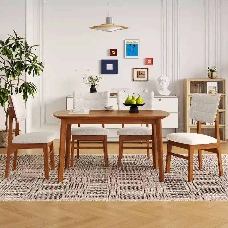 Set di 4 sedie da pranzo imbottite con gambe in legno, sedie da cucina moderne di metà secolo per sala da pranzo, ristorante o soggiorno - Panipeachy