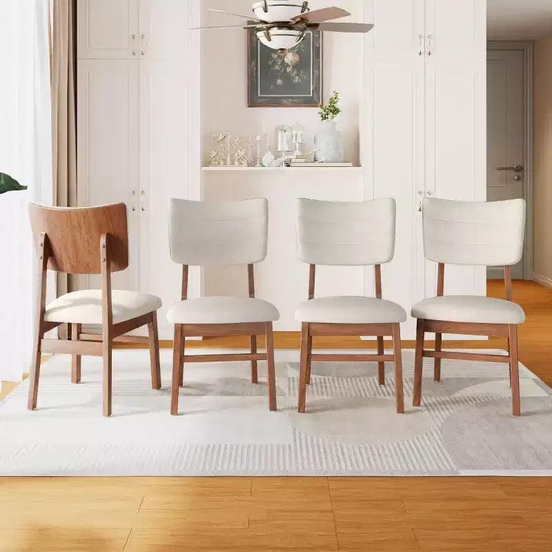Set di 4 sedie da pranzo imbottite con gambe in legno, sedie da cucina moderne di metà secolo per sala da pranzo, ristorante o soggiorno - Panipeachy