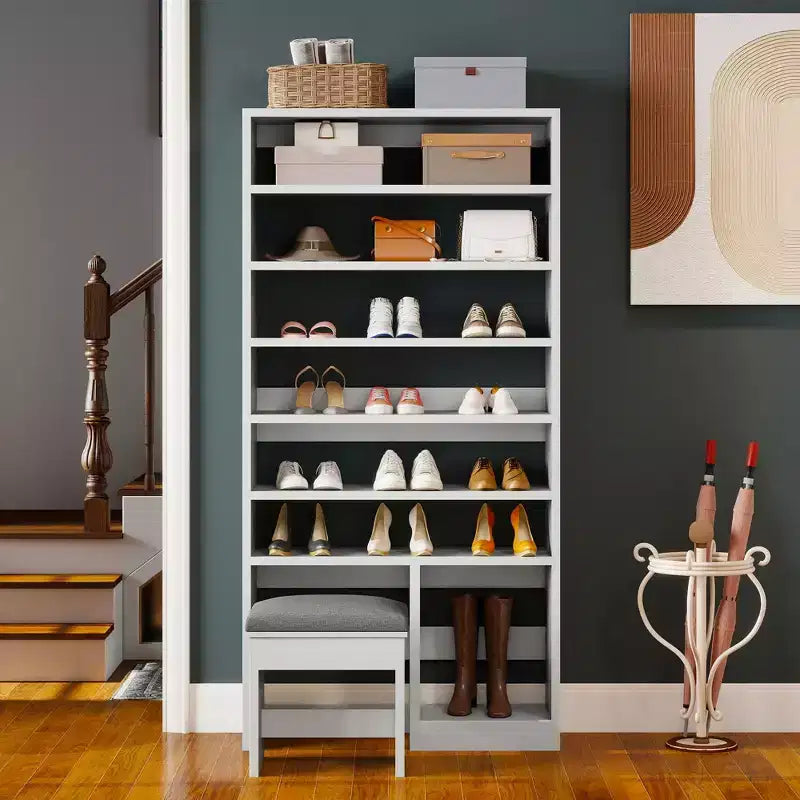 70.9inch Tall Shoe Cabinet with Open Storage and High Boots Cubby for Entryway Living Room