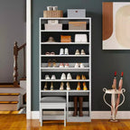 70.9inch Tall Shoe Cabinet with Open Storage and High Boots Cubby for Entryway Living Room
