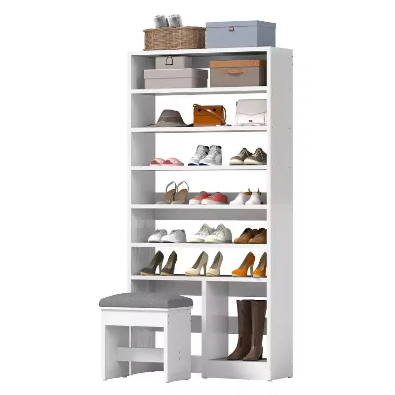 70.9inch Tall Shoe Cabinet with Open Storage and High Boots Cubby for Entryway Living Room