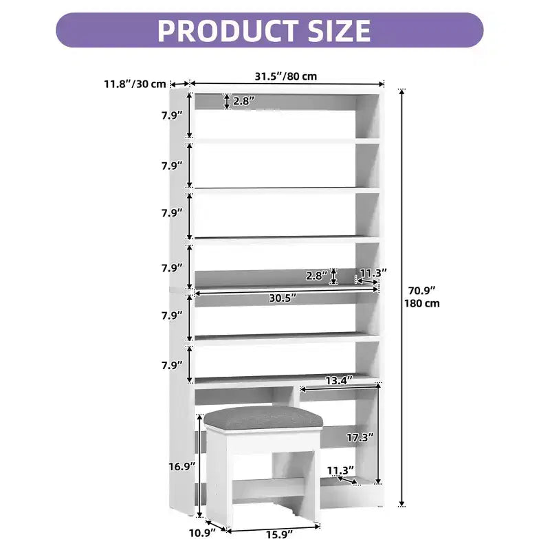 70.9inch Tall Shoe Cabinet with Open Storage and High Boots Cubby for Entryway Living Room