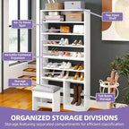 70.9inch Tall Shoe Cabinet with Open Storage and High Boots Cubby for Entryway Living Room