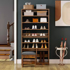 70.9inch Tall Shoe Cabinet with Open Storage and High Boots Cubby for Entryway Living Room