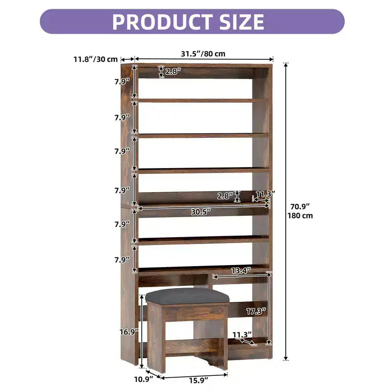 70.9inch Tall Shoe Cabinet with Open Storage and High Boots Cubby for Entryway Living Room