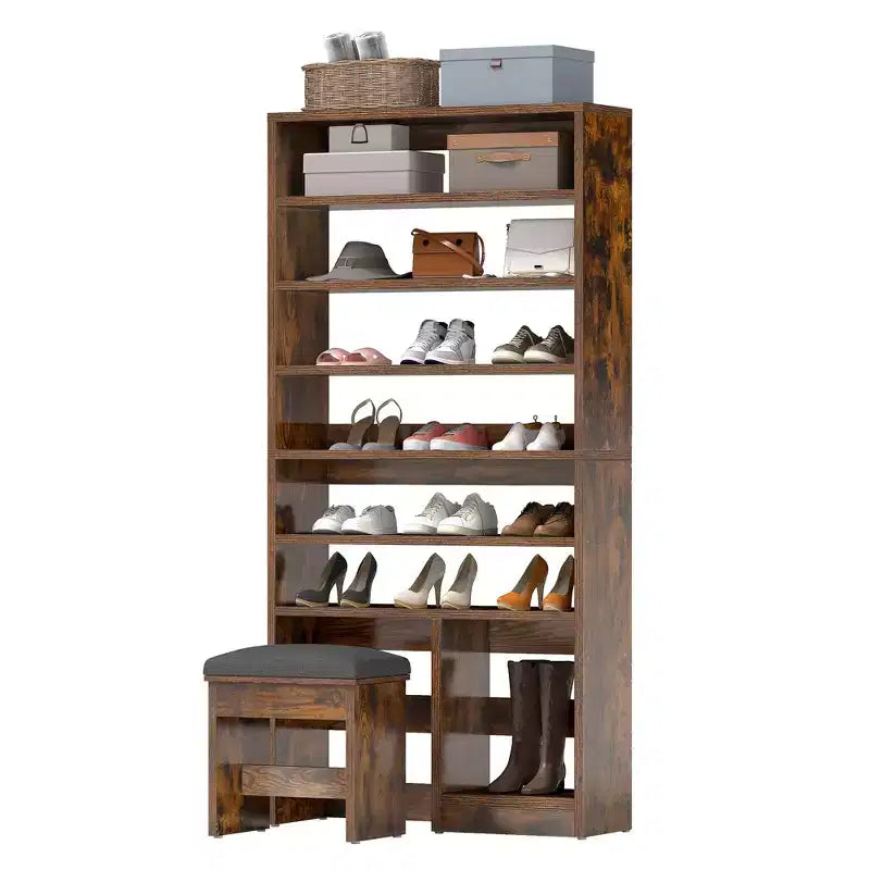 70.9inch Tall Shoe Cabinet with Open Storage and High Boots Cubby for Entryway Living Room