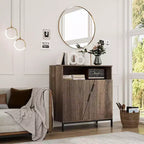 Door Sideboard Cabinet, Free Standing Morden Wood Sideboard Buffet, Storage Cabinet with Adjustable Shelves