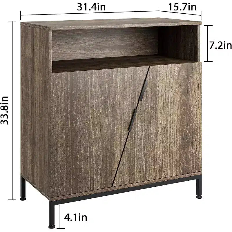 Door Sideboard Cabinet, Free Standing Morden Wood Sideboard Buffet, Storage Cabinet with Adjustable Shelves