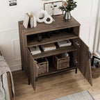 Door Sideboard Cabinet, Free Standing Morden Wood Sideboard Buffet, Storage Cabinet with Adjustable Shelves