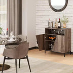 Door Sideboard Cabinet, Free Standing Morden Wood Sideboard Buffet, Storage Cabinet with Adjustable Shelves