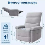 Manual Recliner Chair for Adults, Ergonomic Fabric Single Sofa with Back Support, Side Pocket, Adjustable Reclining Chair for Living Room, Bedroom