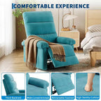 Manual Recliner Chair for Adults, Ergonomic Fabric Single Sofa with Back Support, Side Pocket, Adjustable Reclining Chair for Living Room, Bedroom
