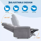 Manual Recliner Chair for Adults, Ergonomic Fabric Single Sofa with Back Support, Side Pocket, Adjustable Reclining Chair for Living Room, Bedroom